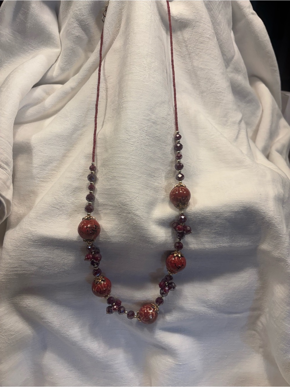 Handcrafted Red Beaded Necklace - Elegant Women's Jewelry